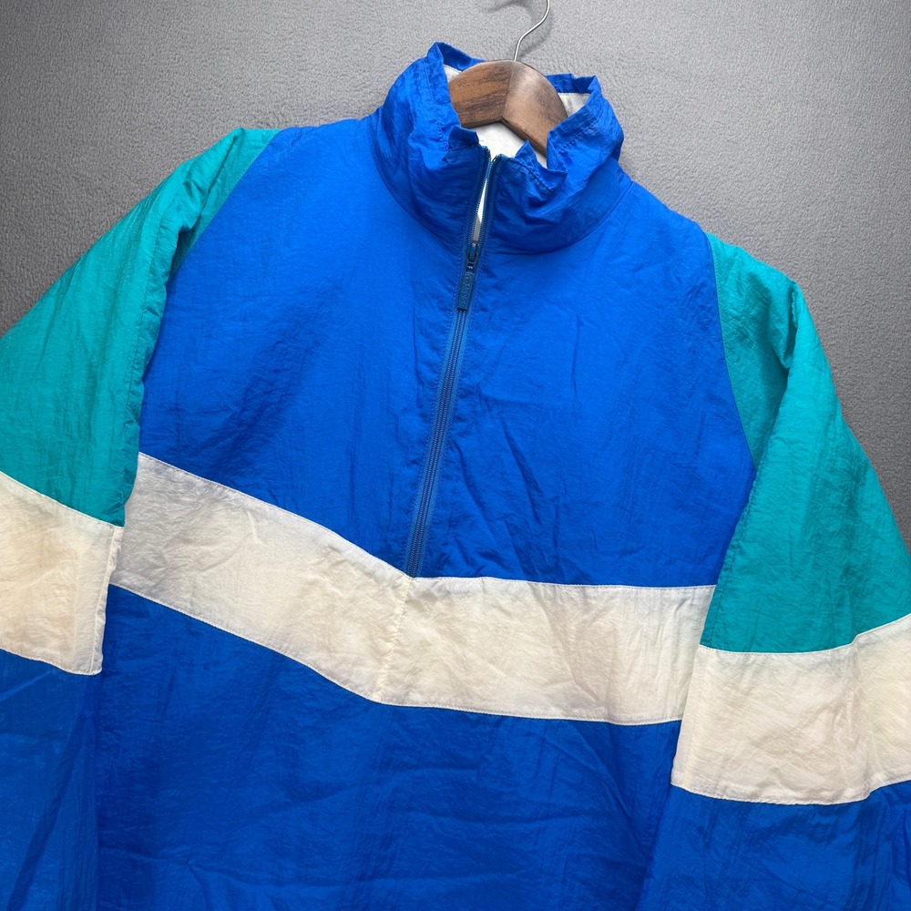 VTG Adidas Windbreaker Jacket Mens XL Colorblock Nylon Full Zip Trefoil Logo 90s